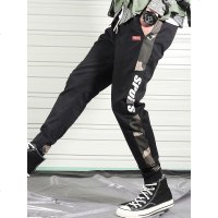 裤子男工装裤潮牌束脚裤男夏休闲裤韩版潮流九分裤宽松迷彩运动裤