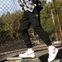 工装裤男裤子男韩版潮流哈伦裤束脚九分裤薄款休闲裤宽松运动裤男