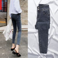 春装2019新款春季高腰网红牛仔裤女显瘦裤子紧身九分小脚裤春款