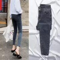 春装2019新款春季高腰网红牛仔裤女显瘦裤子紧身九分小脚裤春款