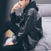 港风皮衣男潮修身韩版帅气皮夹克机车社会人精神小伙网红同款春季