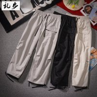 潮牌工装裤男文乐多口袋宽松阔腿裤休闲裤直筒长裤ins超火的裤子