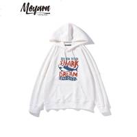 白色卫衣女连帽春秋2019新款潮春季上衣女学生韩版薄款宽松女长袖