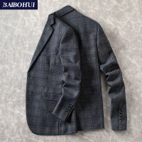 格子小西服男士外套2019春秋新款韩版休闲西装男修身帅气单西上衣