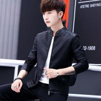 外套男士青年春秋季网红皮夹克加绒机车修身韩版潮流帅气皮衣男潮