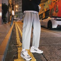 ins灰色裤子男韩版潮流宽松休闲百搭ulzzang运动裤直筒萝卜男卫裤
