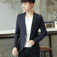 男士西装2019休闲男帅气外套修身条纹春季韩版潮流上衣单件小西服