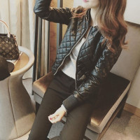 皮衣女2019早春新款小个子夹棉加厚pu皮夹克高腰小外套女短款学生