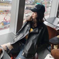 皮衣女外套2019新款潮韩版chic冬加厚宽松短款原宿风机车皮夹克