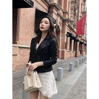 诺恩斯利翻领PU皮衣女短款2019春秋皮外套韩版修身显瘦机车皮夹克