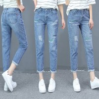 2019新款女裤子七分裤土九分9宽松牛仔牛子八分8春装春季夏天春秋