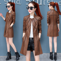 春装皮衣中长款女装2019春秋新款修身pu立领气质时尚皮夹克外套潮