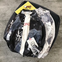 港风ins网红衬衫男韩版潮流学生帅气设计感休闲百搭很仙的花衬衣