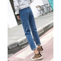 牛仔裤女宽松直筒九分2019新款韩版高腰cec裤子网红老爹裤显瘦春