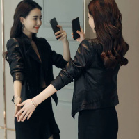 皮衣外套女短款时尚港风2019春秋装新款韩版显瘦修身PU皮夹克高腰