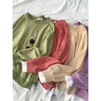 百搭撞色假两件卫衣春季2019新款女装韩版套头圆领宽松长袖上衣潮