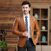 2018中老年流行新款上市西装款皮衣外套休闲男士修身商务风度西装