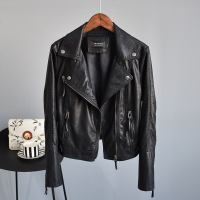 2019春装新款铆钉西装领修身短款显瘦皮衣小外套女水洗PU皮夹克潮