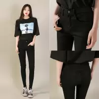 黑色牛仔裤女九分高腰小脚铅笔裤子春秋2019新款韩版显瘦修身弹力