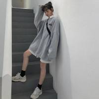 春季韩国女装百搭宽松后背字母印花卫衣慵懒休闲长袖学生外套上衣