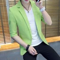 薄款男士中袖小西装韩版修身七分袖西服春夏季休闲外套帅气潮单西