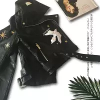 18秋新款韩版百搭小皮衣女刺绣短款外套修身显瘦机车皮衣pu皮夹克