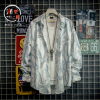 浮世绘kimono道袍云中鹤衬衫男韩版中国风夏季超薄防晒服衬衣外套