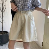 春装女装韩版宽松百搭阔腿裤高腰显瘦牛仔裤学生休闲裤五分裤短裤