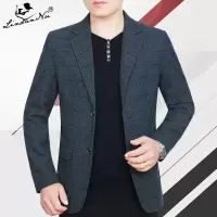 春季韩版修身小西服男士英伦西装中年西服格子上衣单西便西薄外套