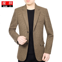 西装男中年2019新款中青年外套方格西服男单西修身春秋装便西薄款