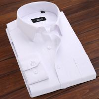春季白衬衫男士长袖韩版修身纯色商务正装衬衣男青年职业工装寸衫