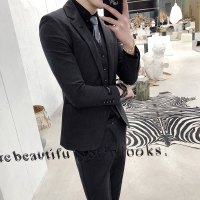 西服套装男士三件套韩版修身帅气新郎结婚礼服英伦风休闲小西装潮
