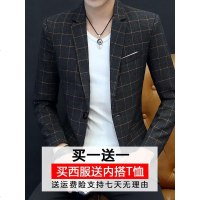 2019休闲西装外套男格子小西服男士韩版新款潮流修身学生单件上衣