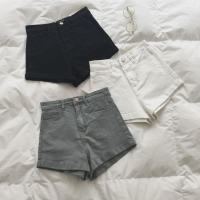 免邮 SPG 2019春夏 实用好搭/显瘦/纯色复古高腰卷边牛仔短裤女