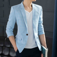 格子小西装男士休闲西服外套发型师修身韩版单西夏季青年夏天薄款