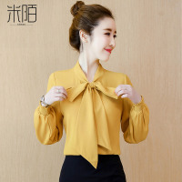 2019年时尚雪纺衬衫女装春装新款潮很仙的上衣春款洋气短袖衬衣夏