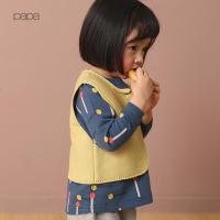 papa春装纯棉男女宝宝针织衫马甲婴儿卷边开衫毛衣背心0-5岁