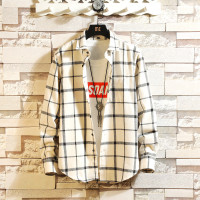 夏季新款格子衬衫男春秋季休闲薄款外套短袖港风男士长袖衬衣潮流