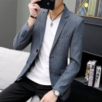 小西装男韩版修身套装百搭休闲西服外套春秋潮流条纹青年帅气一套