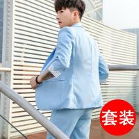 2019新款男士七分袖西装套装韩版外套半袖小西服青年帅气夏装薄款