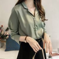春装新款韩版心机雪纺衬衫女设计感小众长袖上衣洋气很仙的衬衣服