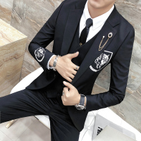 新郎西装男套装 婚礼 宴会青年演出小西服三件套韩版修身潮流帅气