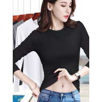 黑色打底衫女长袖t恤白色春装2019新款大码纯色修身紧身内搭上衣