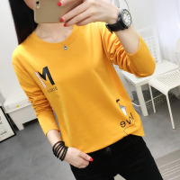 2019新款春装女装大码长袖t恤女韩版宽松百搭短袖上衣服打底衫丅