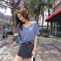 古着感少女超火cec短袖t恤女2019新款夏宽松欧货大版v领上衣ins潮
