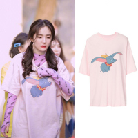 秦岚杨幂明星同款小飞象T恤女短袖宽松纯棉2019新款韩版chic上衣