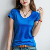 韩范时尚宽松白色V领短袖女t恤2019新款夏装百搭半袖体恤小衫上衣