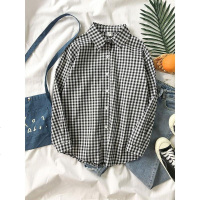 chic早秋装2018新款女装韩版休闲衬衣学院风格子长袖女士宽松衬衫