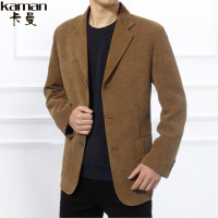 中年男士西服爸爸40-50 男式灯芯绒西服商务休闲单西上衣秋秋外套