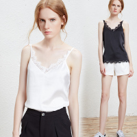 姿尤魅绸缎新品吊带背心打底女春夏西装内搭蕾丝领外穿大码吊带衫